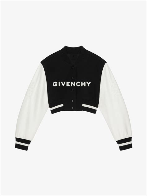 givenchy paris leather jacket|givenchy cropped varsity jacket.